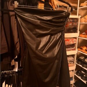 Sleek Black Faux Leather dress